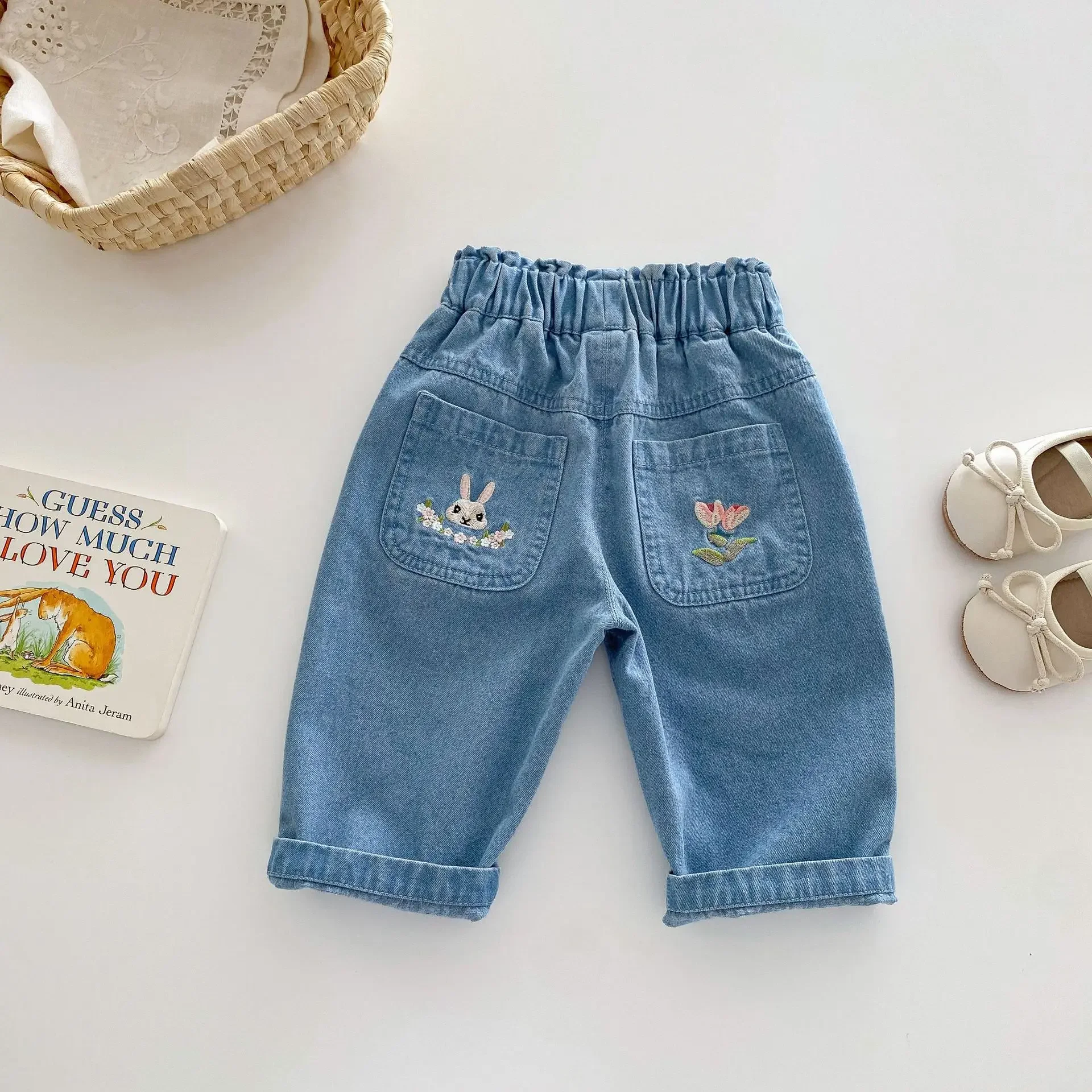 

Children's solid color jeans 0-5 years old autumn Korean children's clothing boys simple casual pants