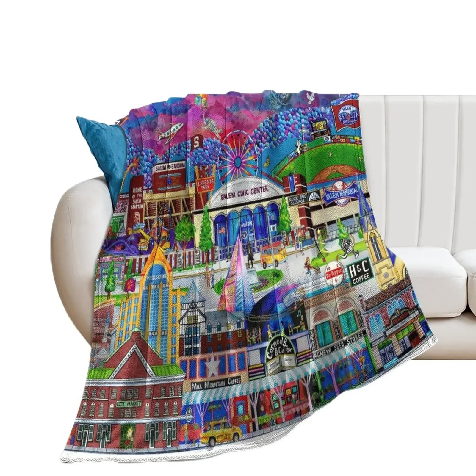 Brook Art Roanoke Virginia Digital Collage 2020 Throw Blanket Multi-Purpose Plaid on the sofa Sofa Throw Plush Blankets