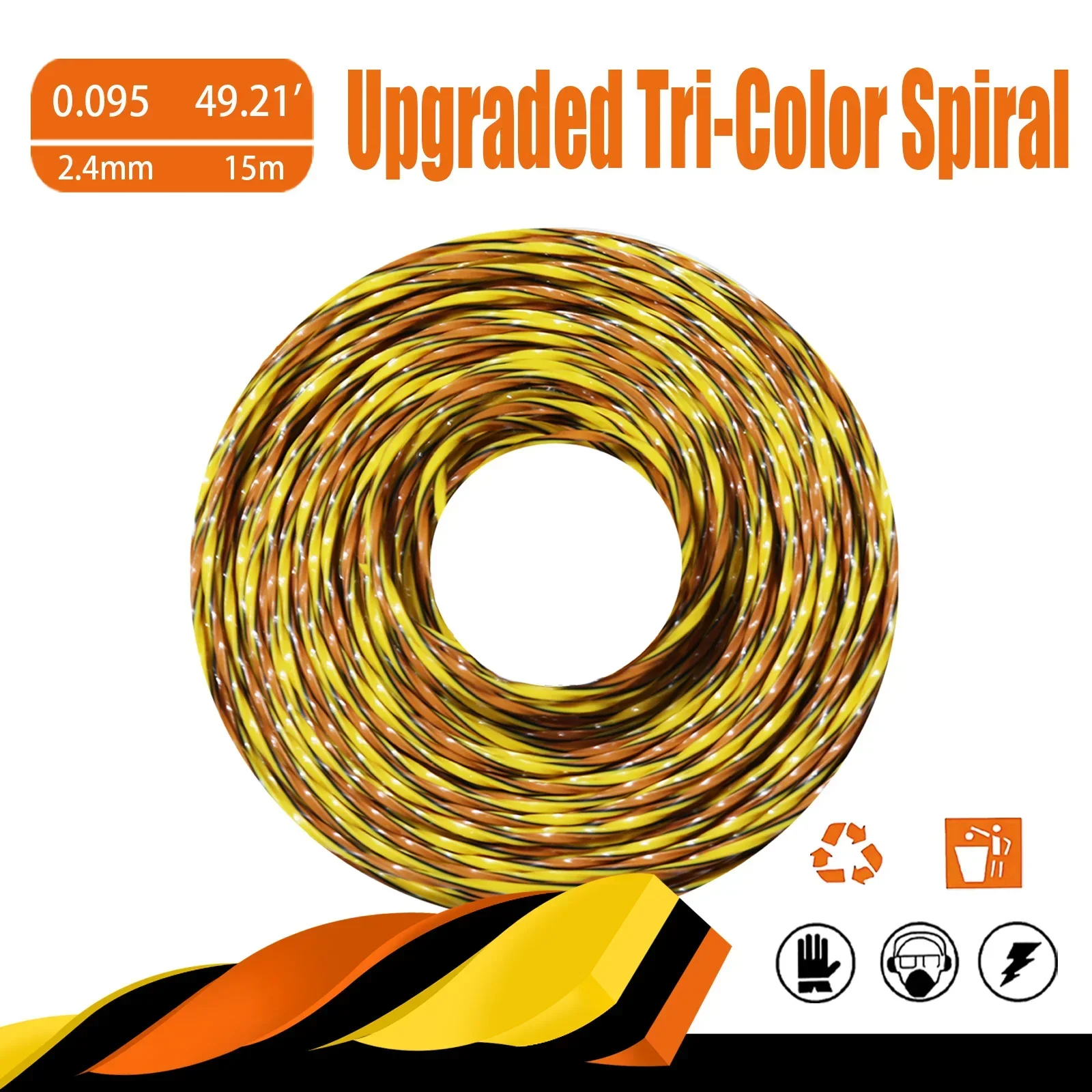 2.4MM*5M/10M/15M Nylon Grass Trimmer Line Square Twist For Brush Cutter Brush Cutter Colorful Rope  Lawn Mower Accessory