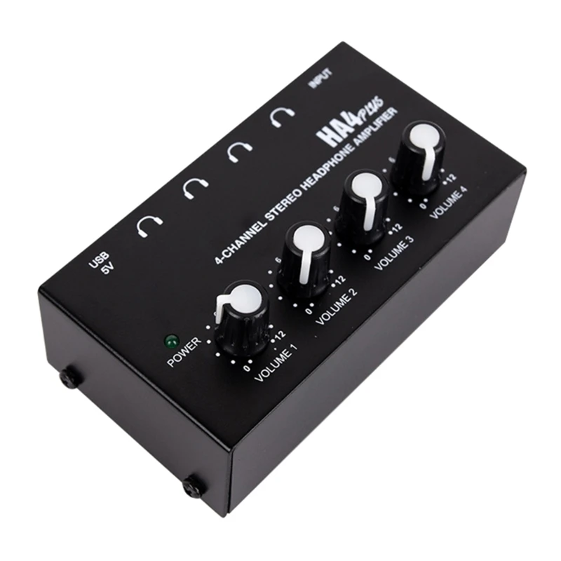 

HA4 1 to 4 Headphone Splitter Amplifier For Phones and Computers Travel