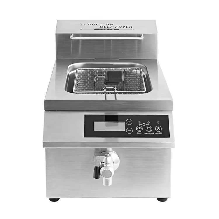 12L Commercial Electric Stainless Steel Induction Deep Fryer Single Burner Cooker for Restaurant Use