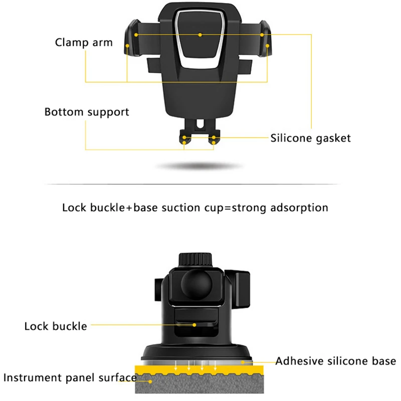 Multifunctional Car Phone Holder Universal Vehicle Dashboard Windshield Air Vent Mount Sucker Phone GPS Holder Telephone Support