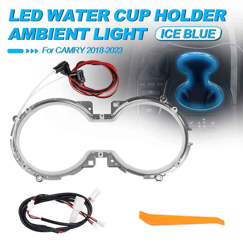 

Автомобильный светодиодный держатель для чашки с водой, ледяной синий атмосферный светильник, внутренняя окружающая лампа для Toyota Camry 2018 2019 2020 2021 2022 2023