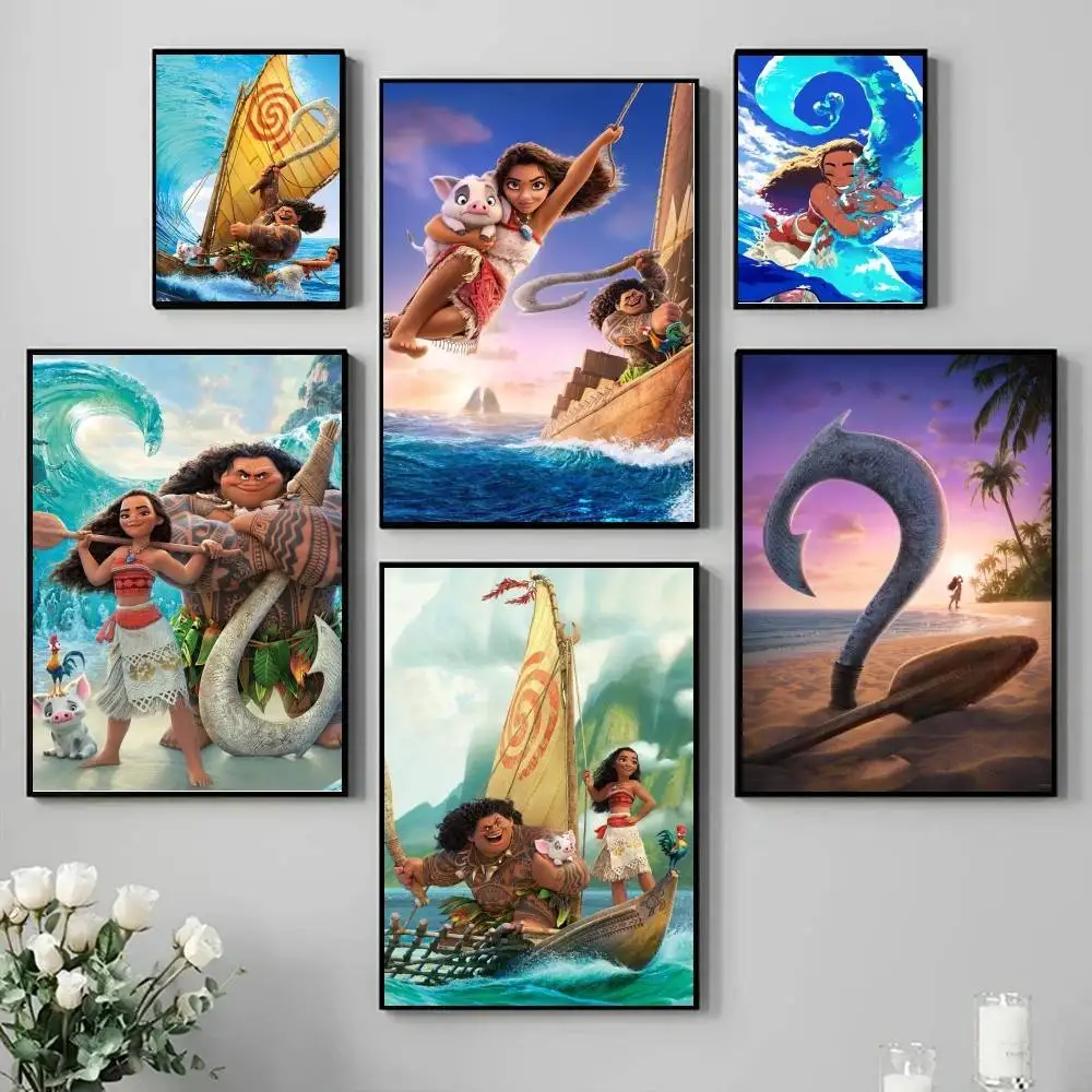 Póster de película animada M-Moana, adhesivo artístico autoadhesivo, papel impermeable, decoración de pared para cafetería, Bar, habitación, 1 ud.