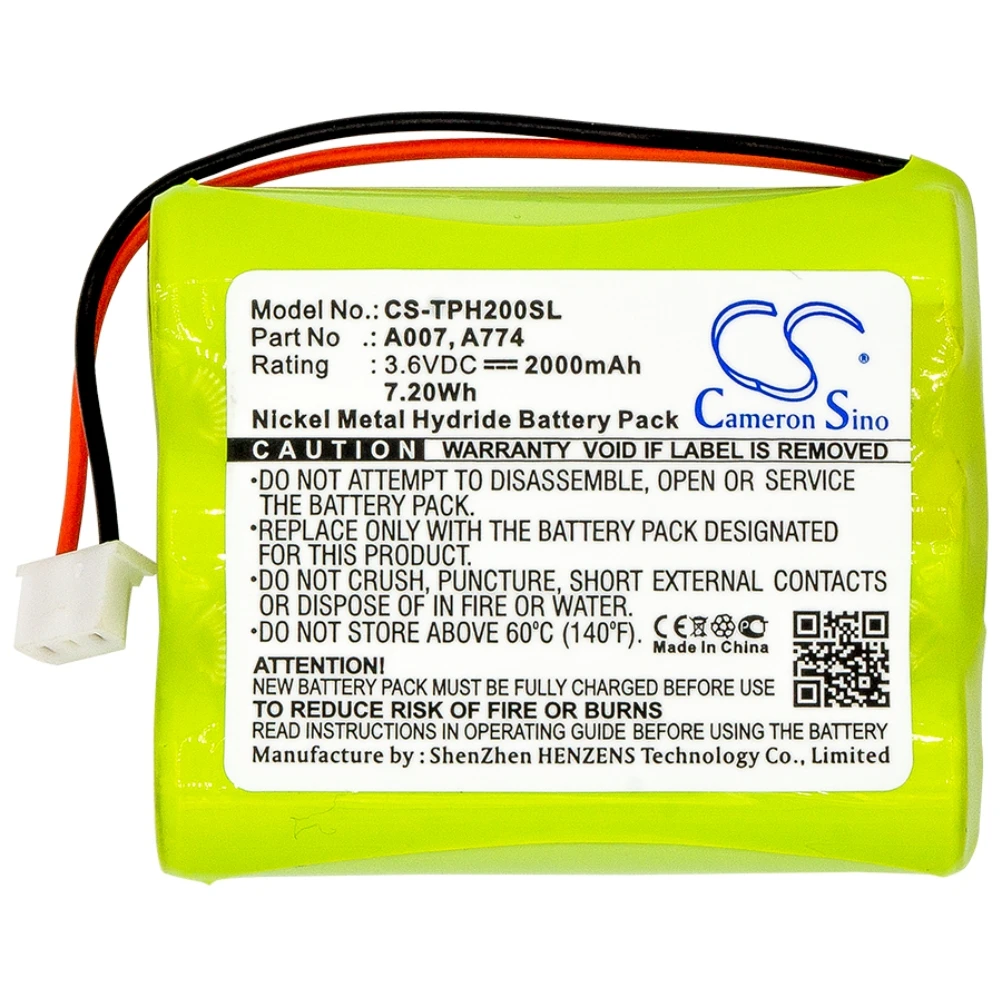 Ni-MH Equipment, Survey, Test Battery for TPI, 3.6V, 2000mAh , Compatible Models: 709R, 712, 714, 716, 716N, 717R, HXG-2D