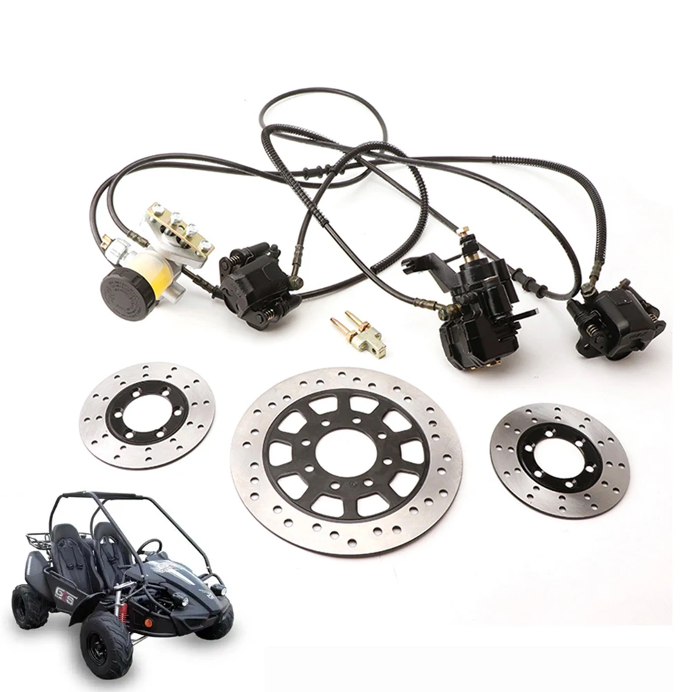 

Complete Hydraulic Disc Brake Master Cylinder Calipers Brake Disc Kit For 150cc Hammerhead Trailmaster Karts Go Kart ATV Parts