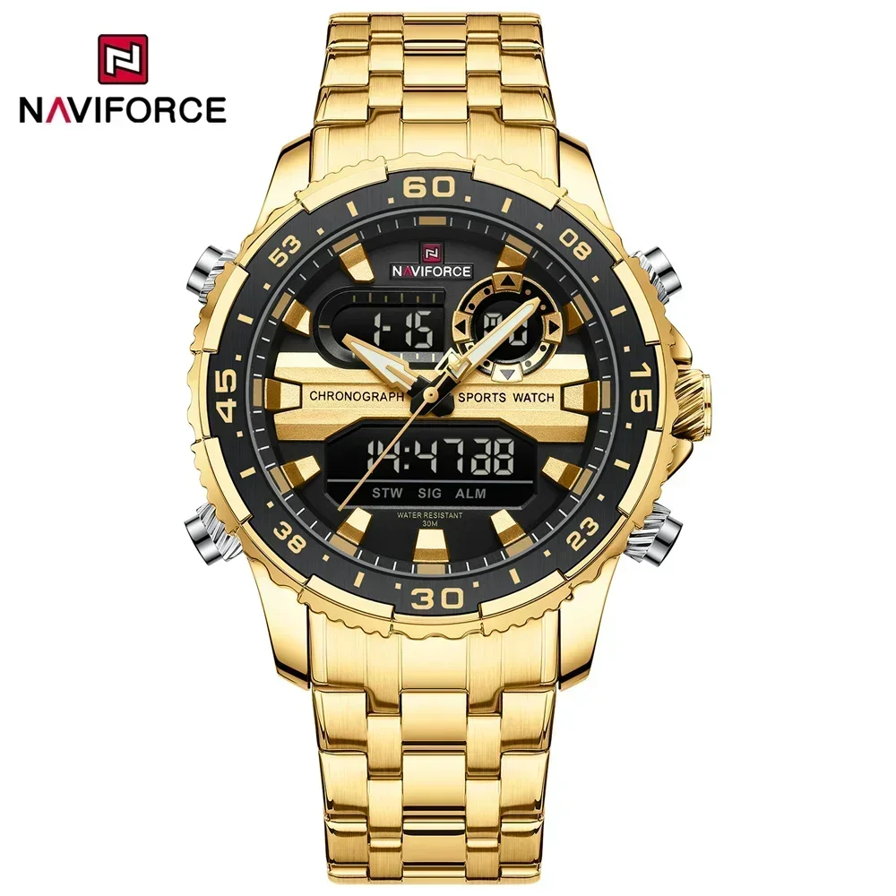 

NAVIFORCE NF9234 оригинальные кварцевые цифровые часы военный секундомер спортивные лучший бренд класса люкс водонепроницаемые светодиодные наручные часы