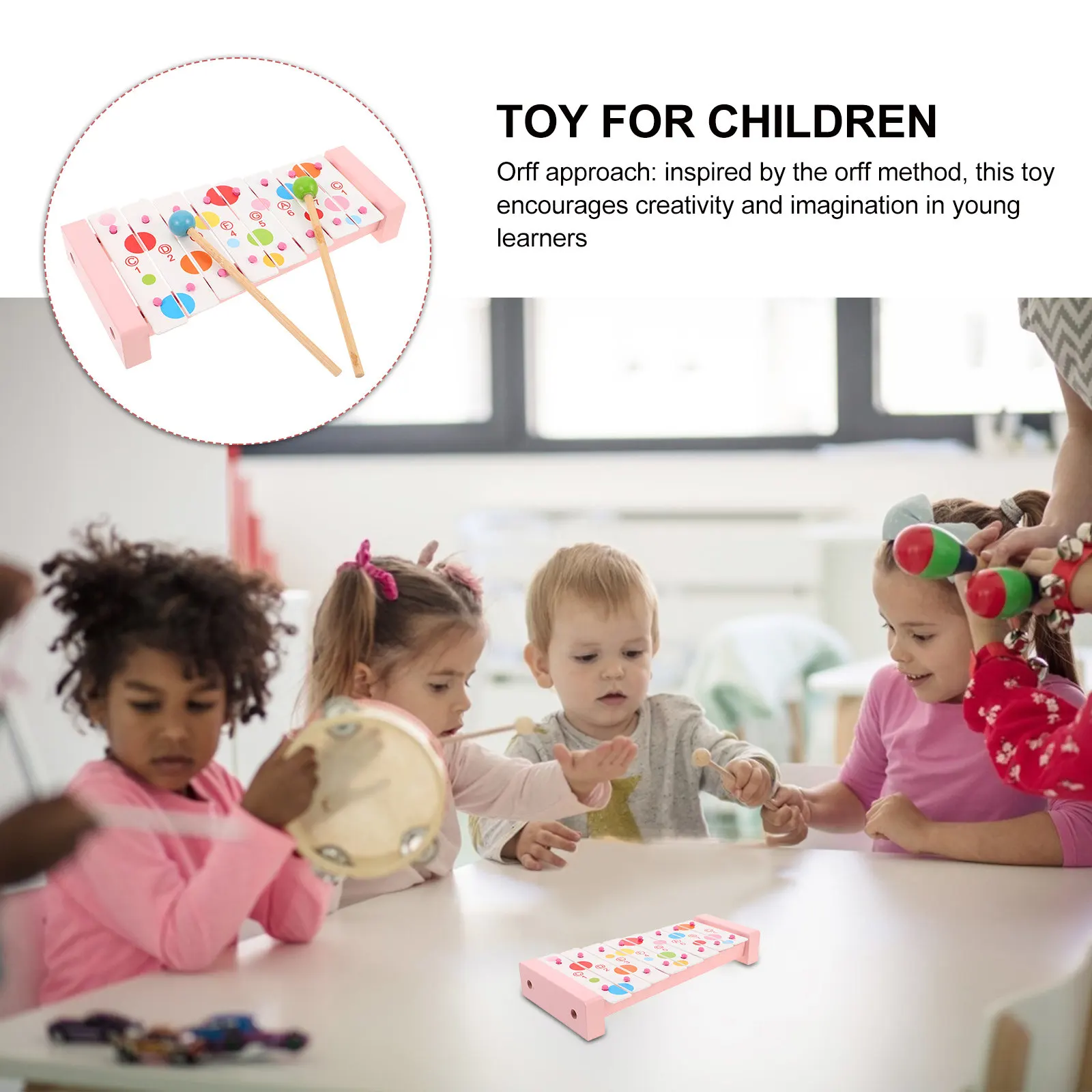 

Wooden Children's Hand Knock Xylophone 8 Keys Candy Color Educational Musical Instrument Preschool Music Instrument for Kids