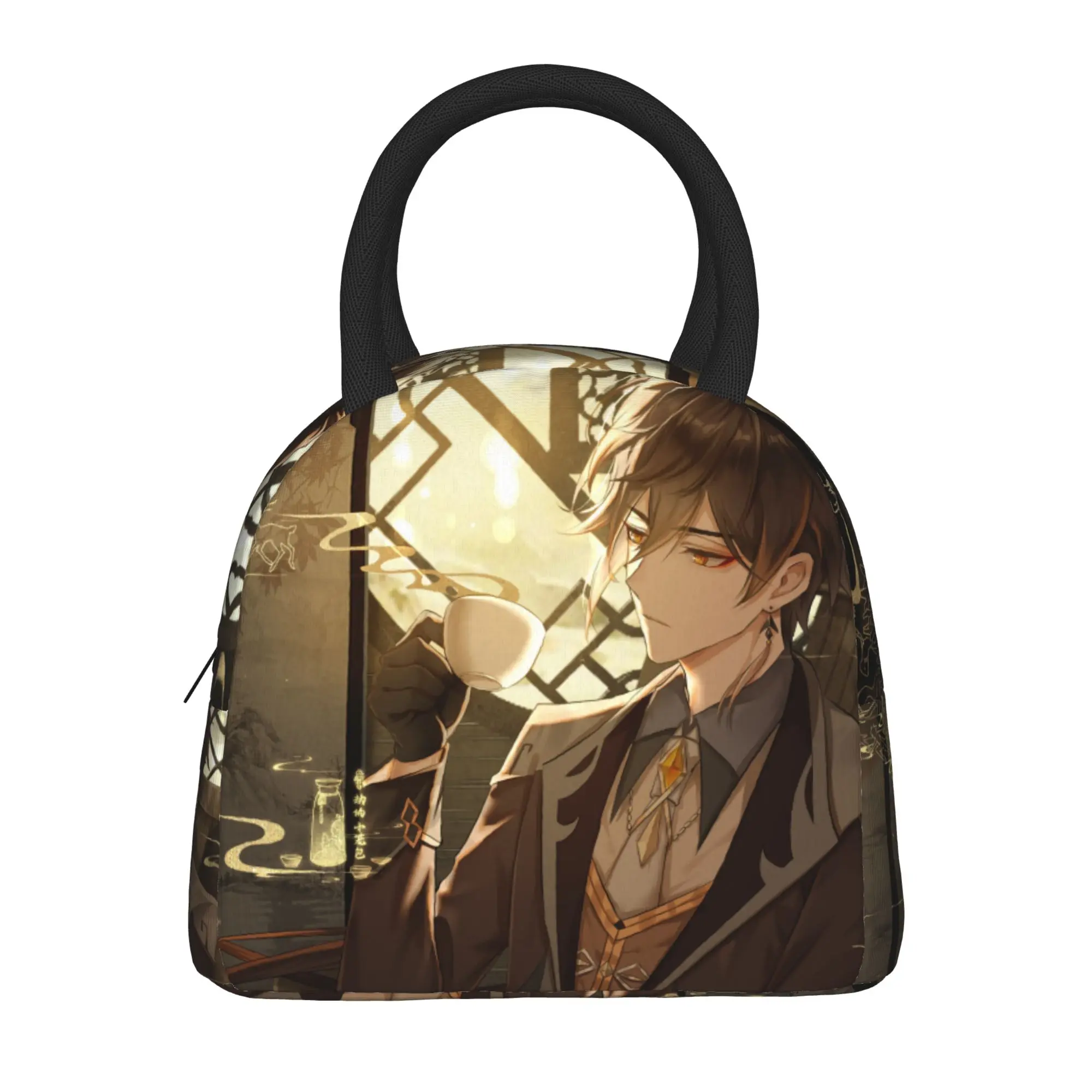 Zhongli Genshins Impact  Insulated Lunch Bag Thermal Bag Lunch Container Anime Manga Portable Tote Lunch Box for Men Women