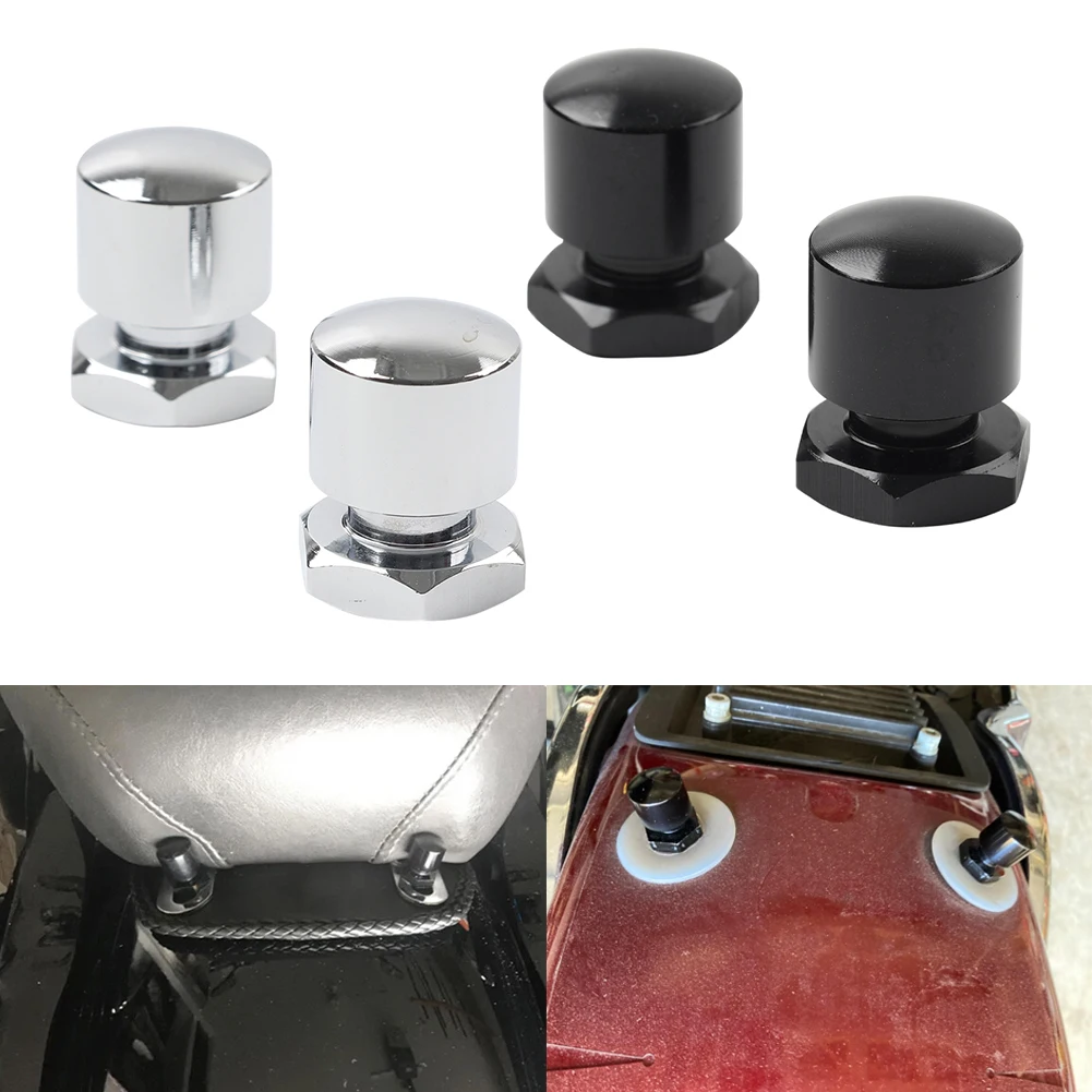 2x Motorcycle Solo Seat Vintage Nuts Screw Cap Aluminum For Harley Touring Road Glide King Street Glide 1996-2023 Chrome/Black