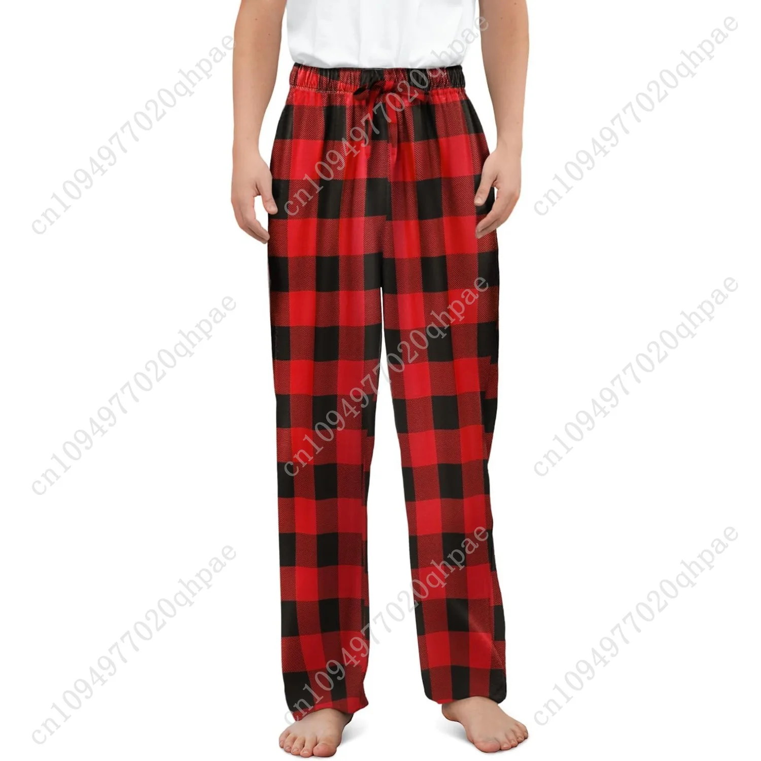 Storeofbaby بنطال كاجوال منقوش فضفاض بخصر مطاطي طويل مع جيوب