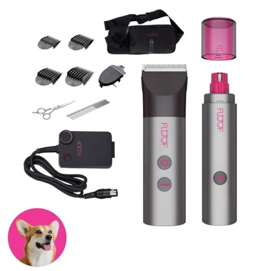 Hair Trimmer Grooming Kit, Low Noise Dog Clippers and Nail Grinder, 20V Powershare Freedom, Portable Pet System Battery and Cha