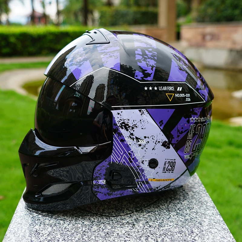 

Retro Motorcycle Helmet, Full-Face Helmet, Electric Motorcycle Helmet, Men's and Women's Safety Helmet, Summer All-Season Scorpion Helmet Combination Half Helmet