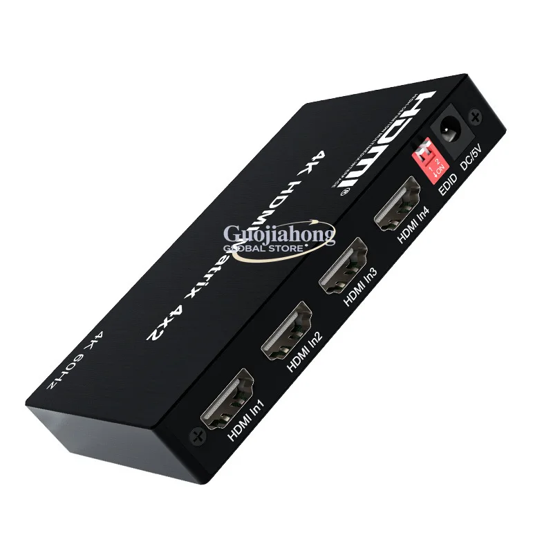 Cross-border 2.0 matrix 4X2  4 in and 2 out switching splitter 4K60HZ with optical fiber audio separation 3.5mm