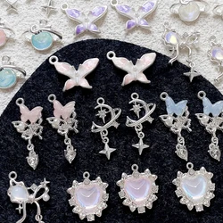 6pcs Alloy Dreamstar Planet Moon Butterfly Pendant Diy Handmade Jewelry Necklace Earrings Beaded Accessories