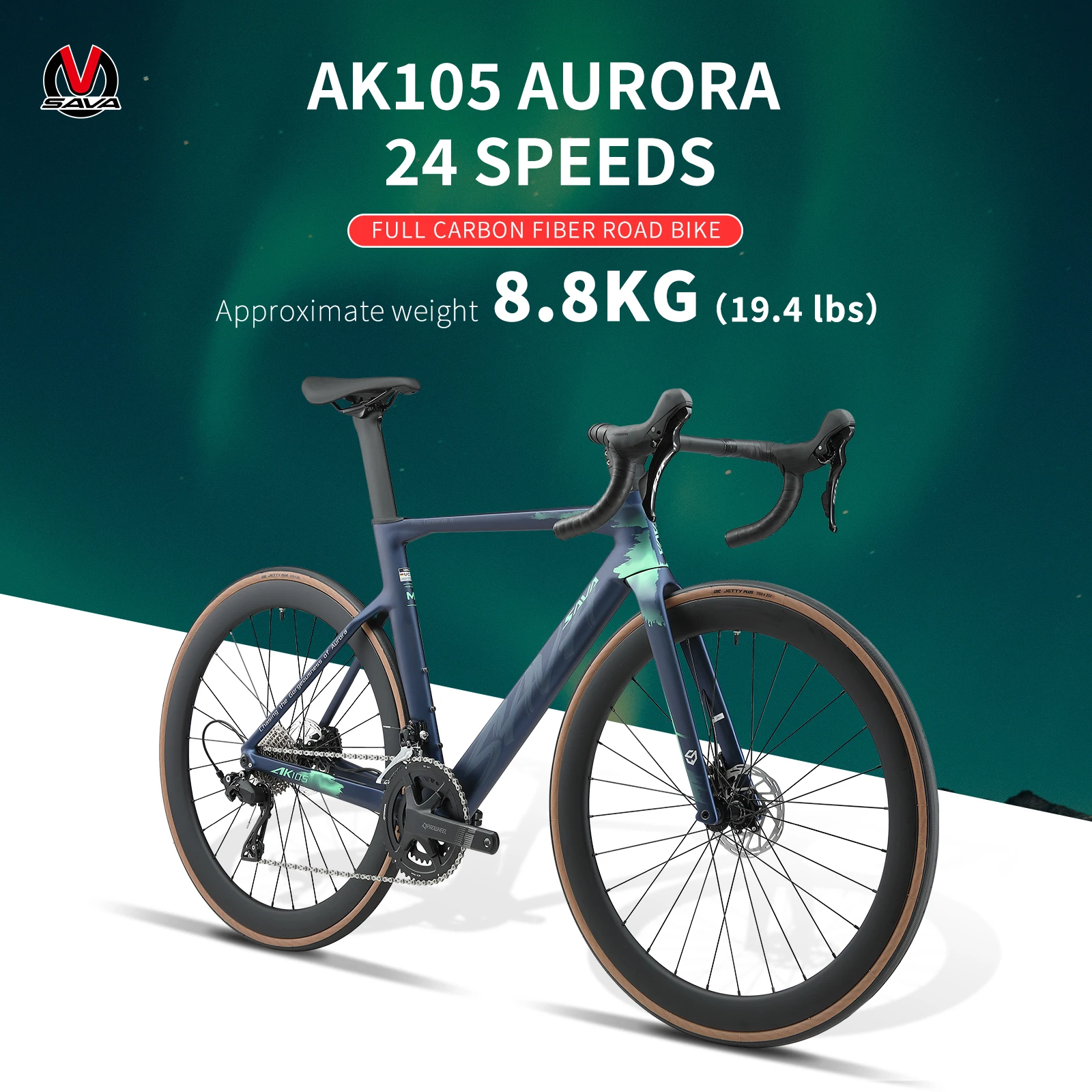 SAVA AK105 AURORA Full Carbon Fiber Road Bike 700C Race Bike with SHIMAN0 105 7120 24-speed road bike Adult road bike 