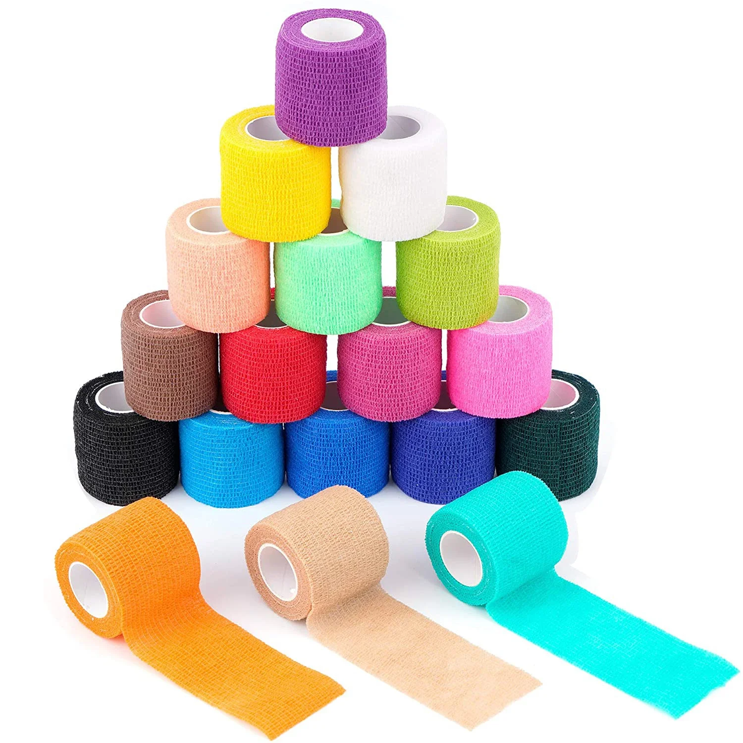 

18 Rolls Self Adherent Wrap Non Woven Bandage Wrap Breathable Pets Athletic for Sports Injury Ankle Knee Wrist Sprains