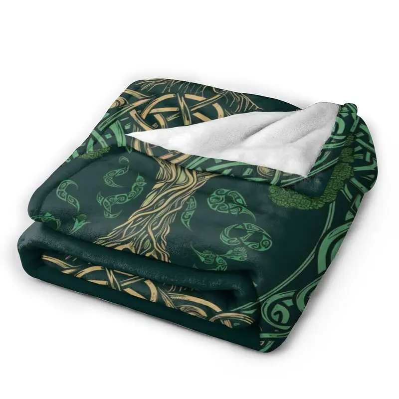 Tree of Life Celtic Pattern Flannel Fleece Throw Blanket Cozy Warm Lightweight Blankets for Home Office All Season 80x60 Inches