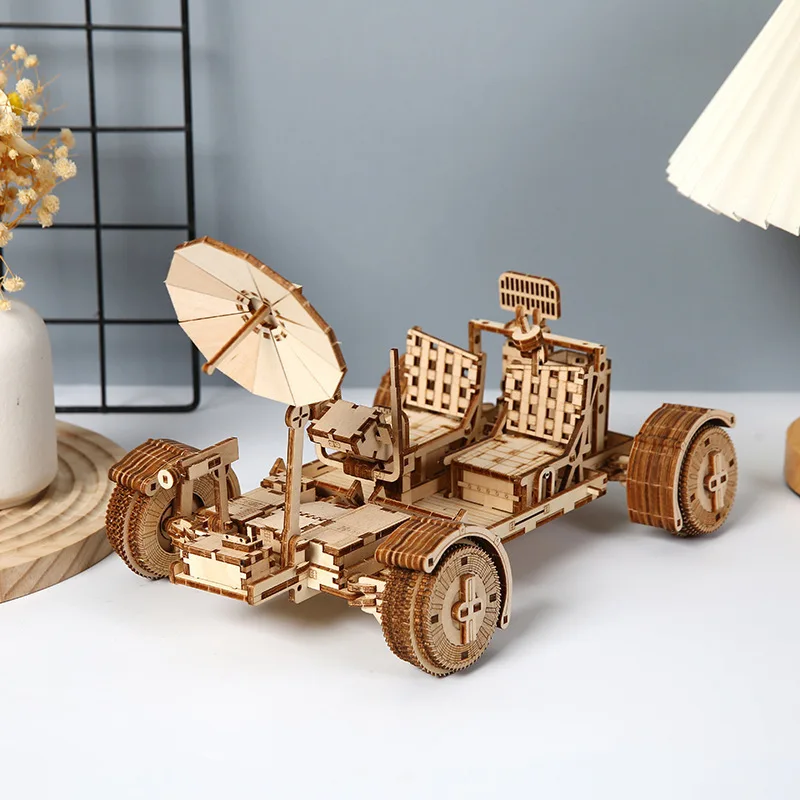 3D Wooden Toy Jigsaw Puzzle Model Lunar Rover Jigsaw Puzzle Three-dimensional Ornament Children's Creative Educational Toys P612