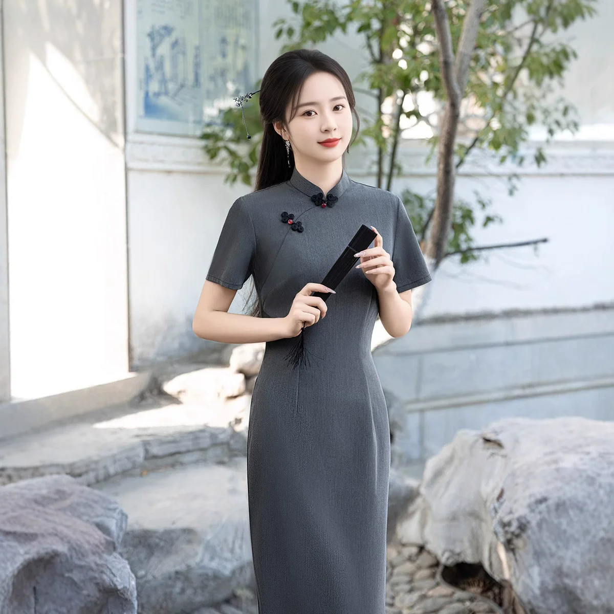 

2025 Summer Jacquard Old Shanghai Elegant Long temperament Improvement Daily Slimming Cheongsam Dress Qipao