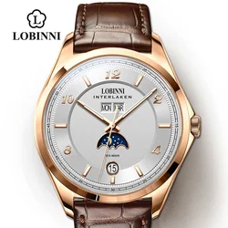 Lobinni-Reloj de marca de lujo suizo para hombre, reloj mecánico Masculino, gaviota superior, moda, luminoso