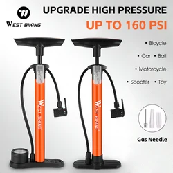 WEST BIKING 160PSI Bicycle Pump High Pressure MTB Road Bike Tire Pump Presta Schrader Woods Valve Universal Cycling Accessories