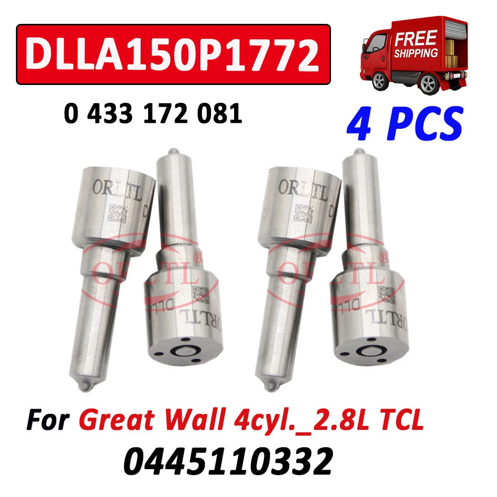 ORLTL 0 445 110 332 0433172081 Fuel Injector Nozzle DLLA150P1772 Diesel Nozzle DLLA 150 P 1772 For GREAT WALL 1112100-E05