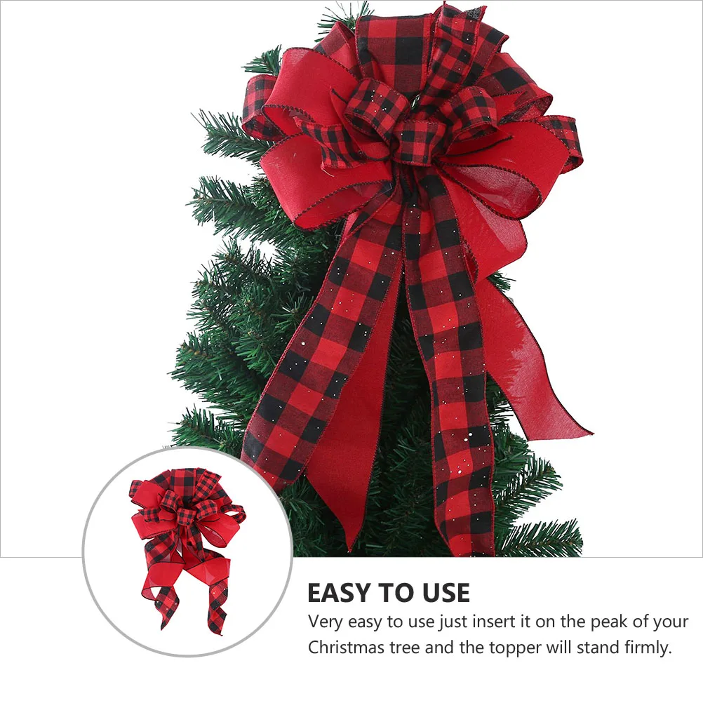 

Treetop Bow Christmas Topper Bows Ornaments Rustic Decorations Toppers Household