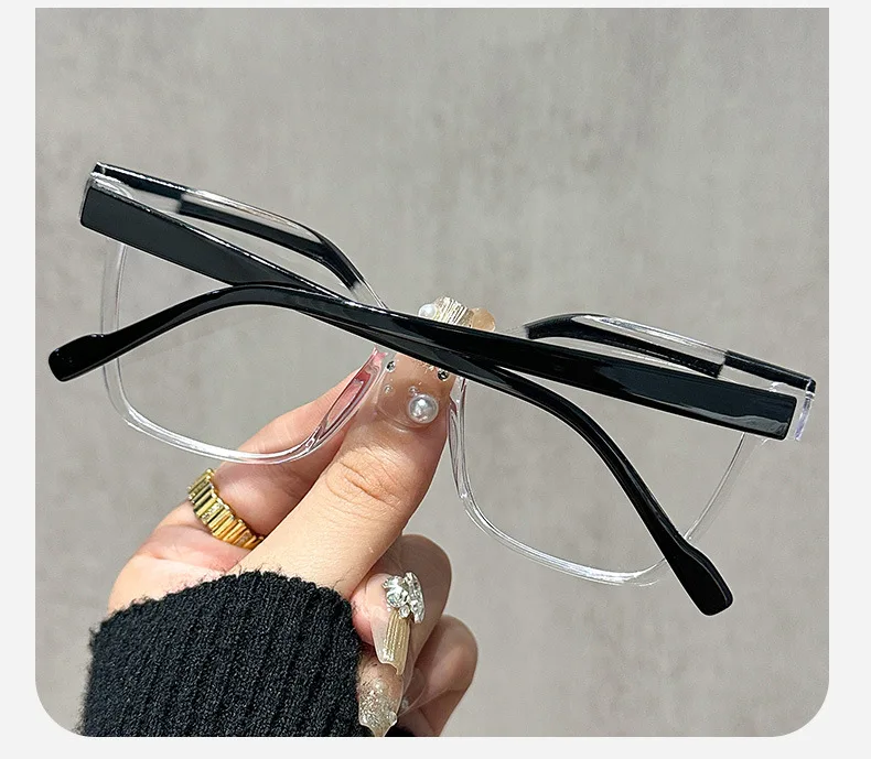 Rechteckige + gespleißte farbige Lesebrille, neutrale High-End-Texturbrille, Anti-Blaulicht, kann als dekorative Brille verwendet werden – Detail 15