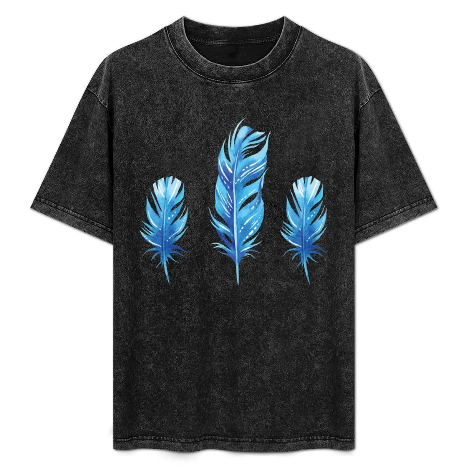 

blue watercolor feather T-Shirt hippie clothes cute tops anime stuff graphic shirts shirts men