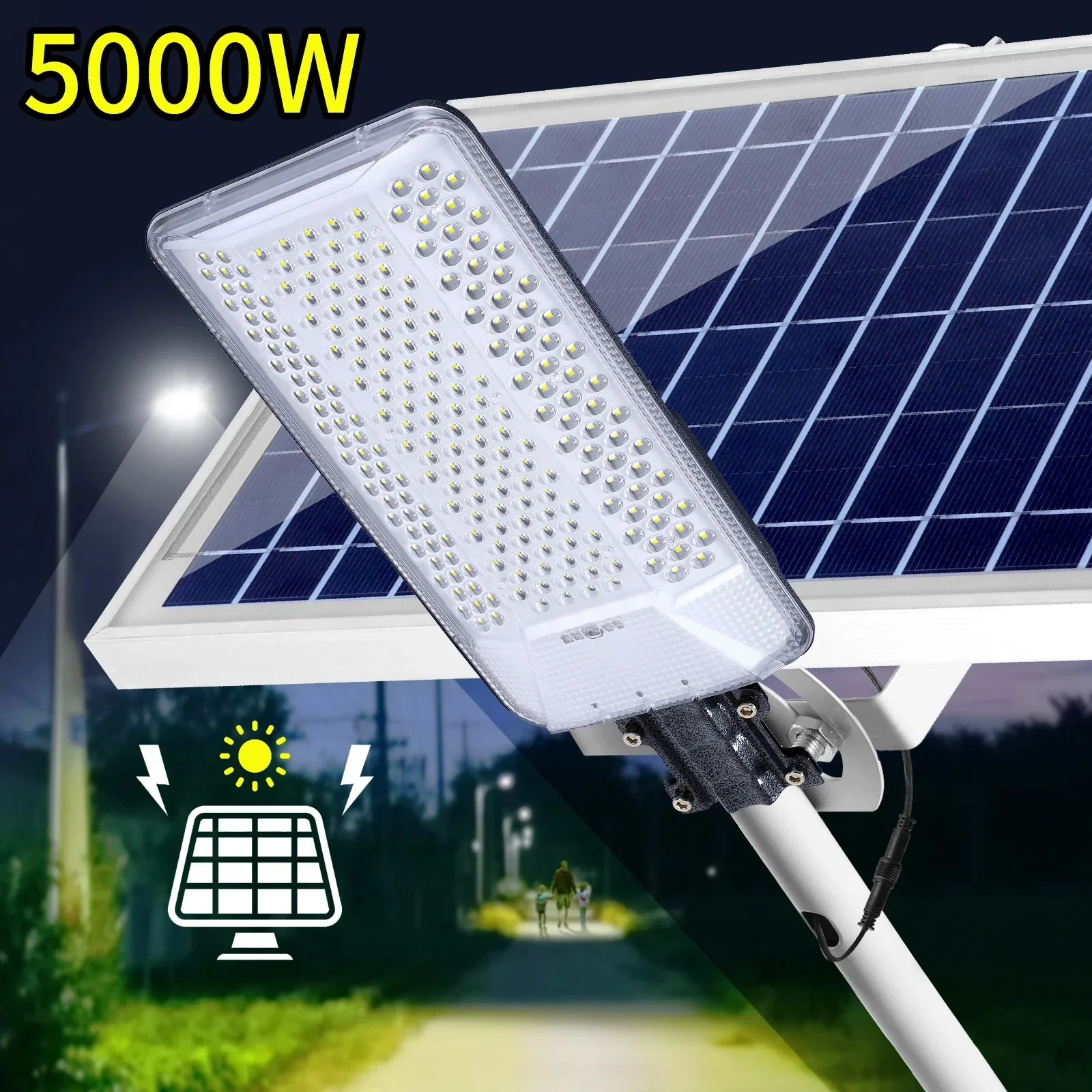 5000w Solar Street Lamp Outdoor Solar Light Waterproof Sports Remote Control Safety Lighting Garden Lighting Garden Decoration