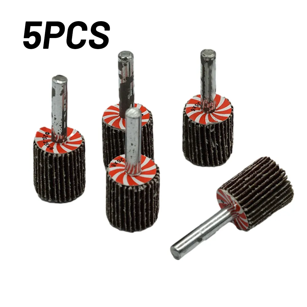 Grinding Grinder 5pcs Flap Wheels Metal 80 Grit Aluminum Oxide Blending Deburring For 6mm Shank Rotary Tools Sanding