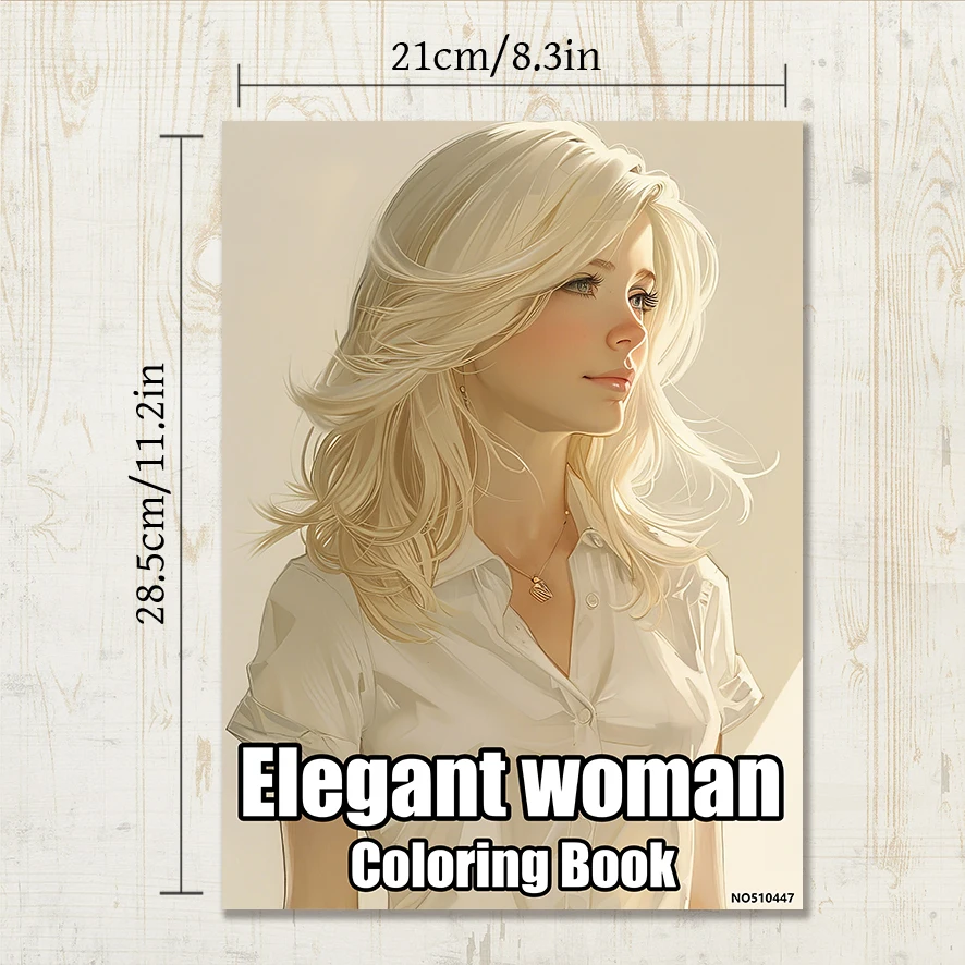 Libro da colorare per donna elegante per adulti - Libro da colorare da 8,3 x 11,2 pollici a 22 pagine - Aiuta a ridurre lo stress e allevia le emozioni