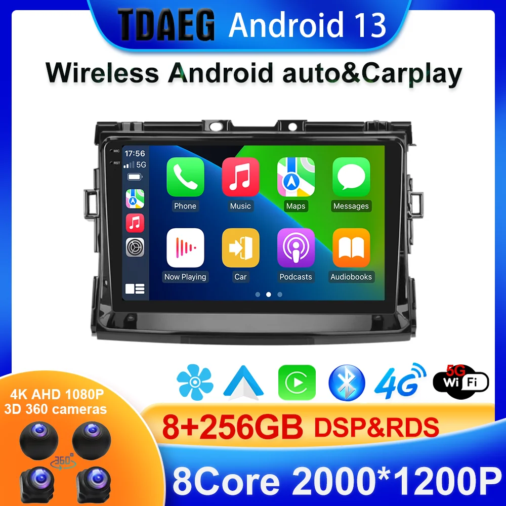 9Inch Android 13 8+256G Car Radio Carplay Android Auto For Toyota Previa 2006-2012 RDS HIFI Wholesale in EU/US/RU BT5.0