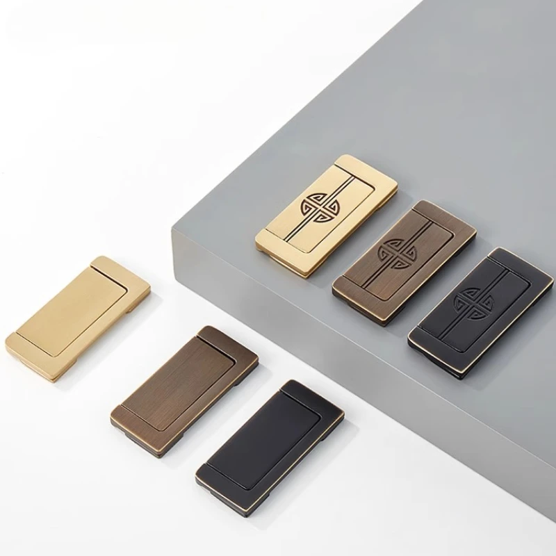 ‌ ソリッドブラスプルハンドル凹型引き出しグリップ内蔵シームレスキャビネットハードウェア和風隠し家具ハードウェア