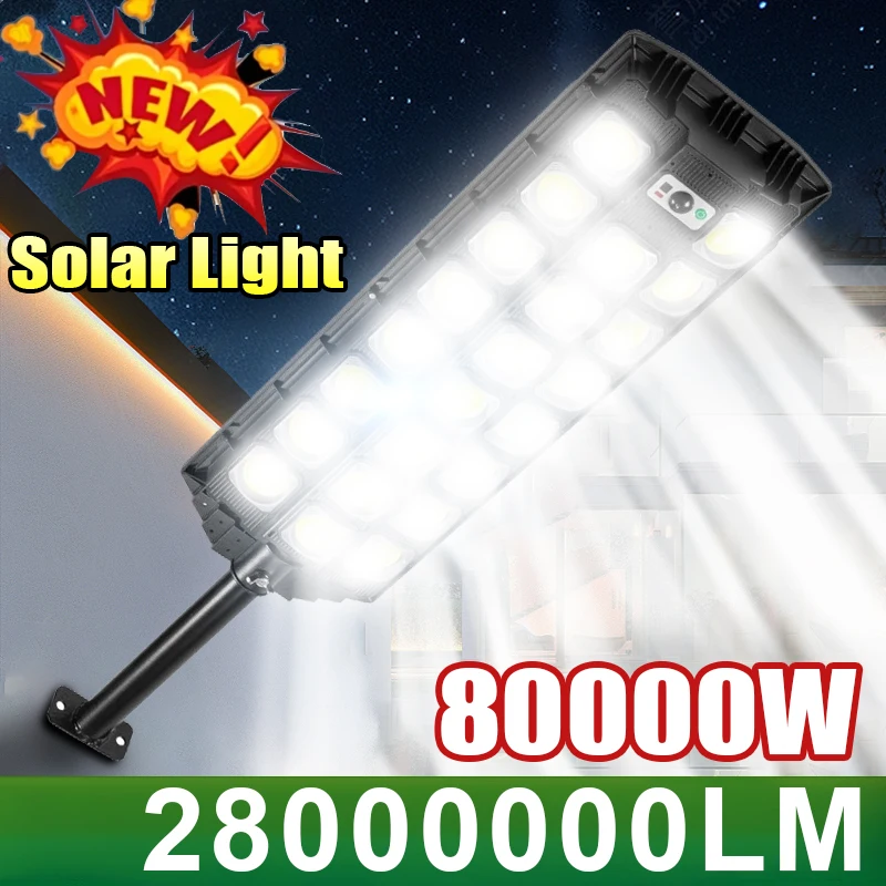 28000000LM 80000W Super Powerful Solar Light Outdoor Waterproof LED For Garden Wall Adjustable Angle Solar Lamp Street Spotlight