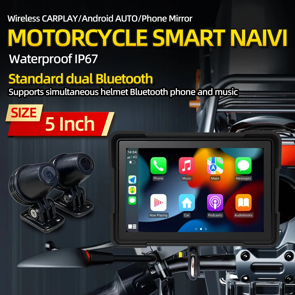 Navegador GPS inalámbrico para motocicleta, pantalla táctil de 5 pulgadas, Carplay, Android, para Kawasaki Ninja ZX-14R, 2012-2020, 2021, 2022, 2023