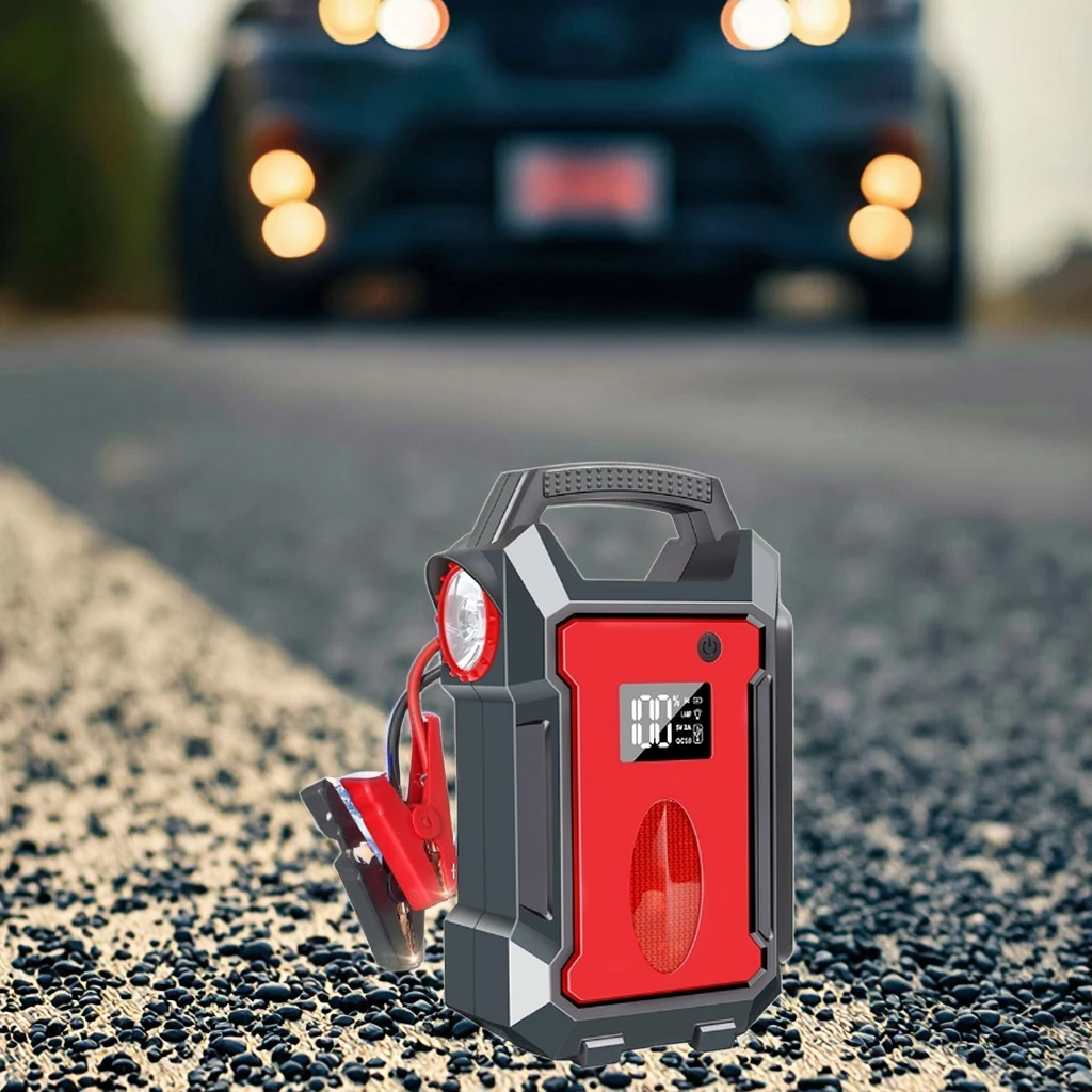 Large Capacity 12V/24V Emergency Car Motorcycle Jump Starter 10000mAh Lithium Battery Peak Power LED Light Truck Ignition Device