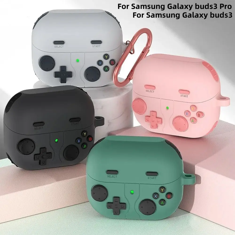 Silicone Case Cover 3D Cartoon Game Console Anti-Scratch Protective Shell with Hook for Samsung Galaxy Buds3/3 Pro