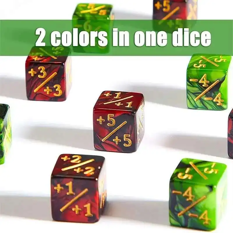 New 10Pcs 16mm 6 Side Dice Counters +1/-1 Dice Counting Dice  and negative  dual color positive and negative dice