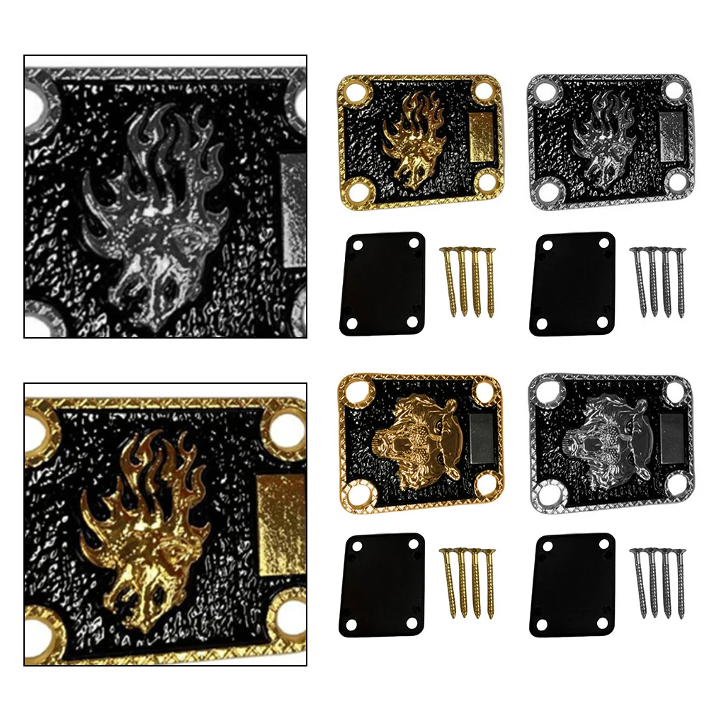 Electric Bass and Guitar Neck Strengthening Backing Plate with Metal Joint Board and 4 Mounting Screws for Secure Connection