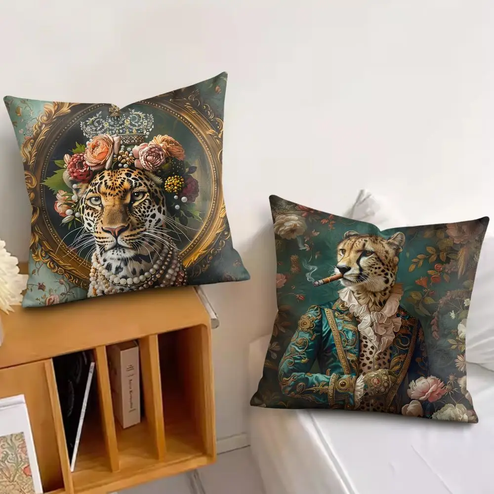 European Fashion Leopard Cushion Cover Silky Short Plush Invisible Zipper Dustproof Sofa Pillow Case for Home Decor