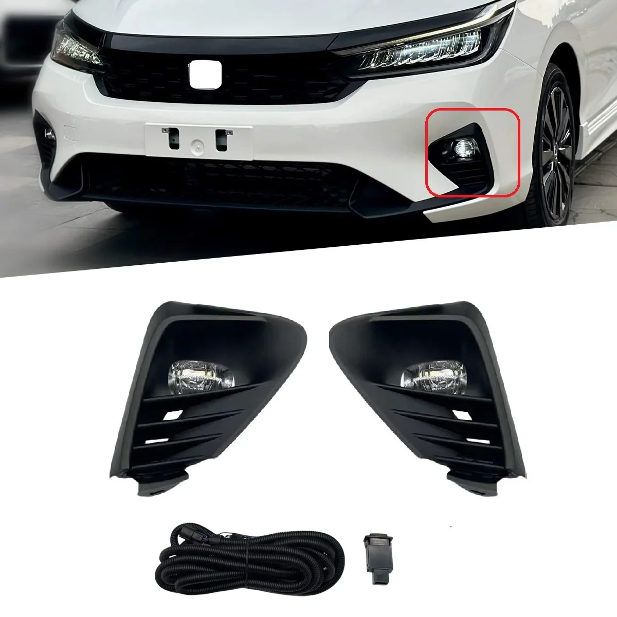 

1 Set 4X Front Bumper Fog Light Foglight Day Light for Honda City RS 2023-2024