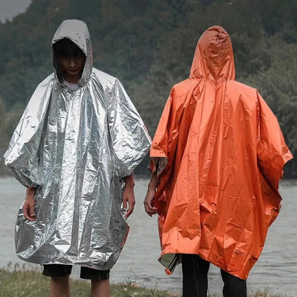 

Emergency Raincoat Poncho PE Aluminum Film Thickened Reflective Blanket Camping Fishing Raincoat Survival Equipment Outdoor Tool