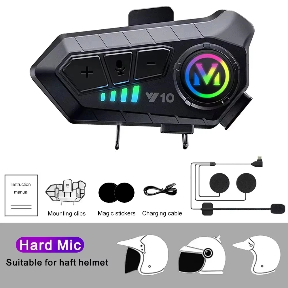 Y10 Bluetooth 5,3 Helm Headset Drahtlose Freisprechen Telefon Kit Motorrad Wasserdichte Kopfhörer Musik Player Lautsprecher für Moto