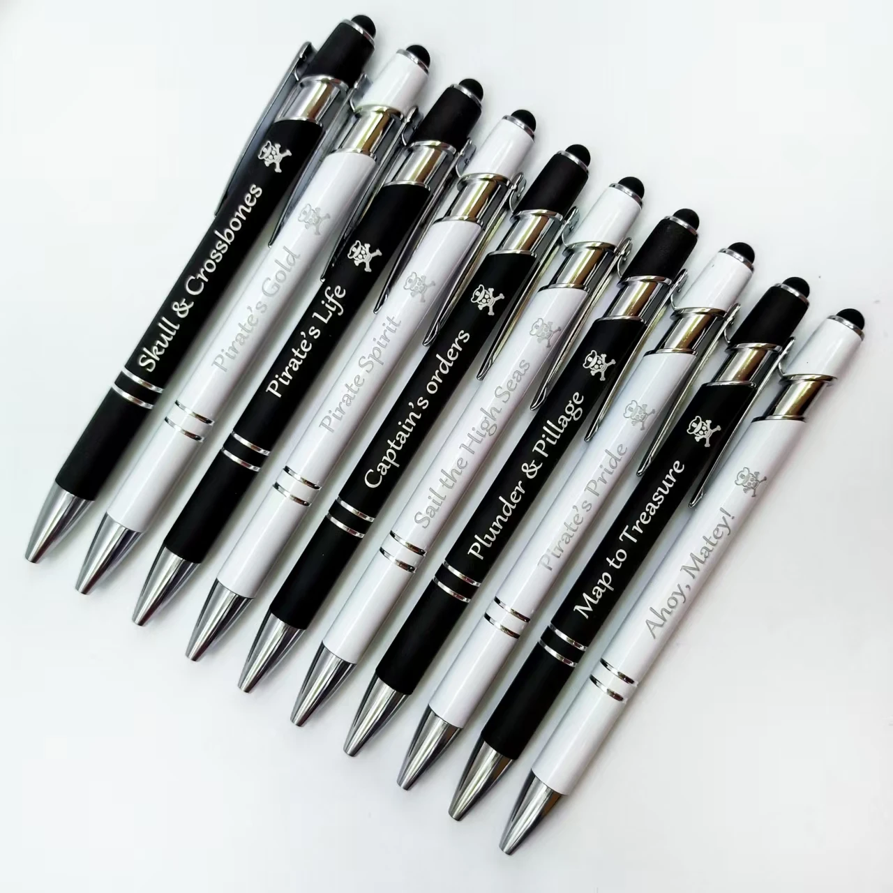 

8pcs/14pcs Pirate Career Phrase Engraving Pen with Sea Navigation Phrase Scalable Ballpoint Pen for Daily Office Stationery