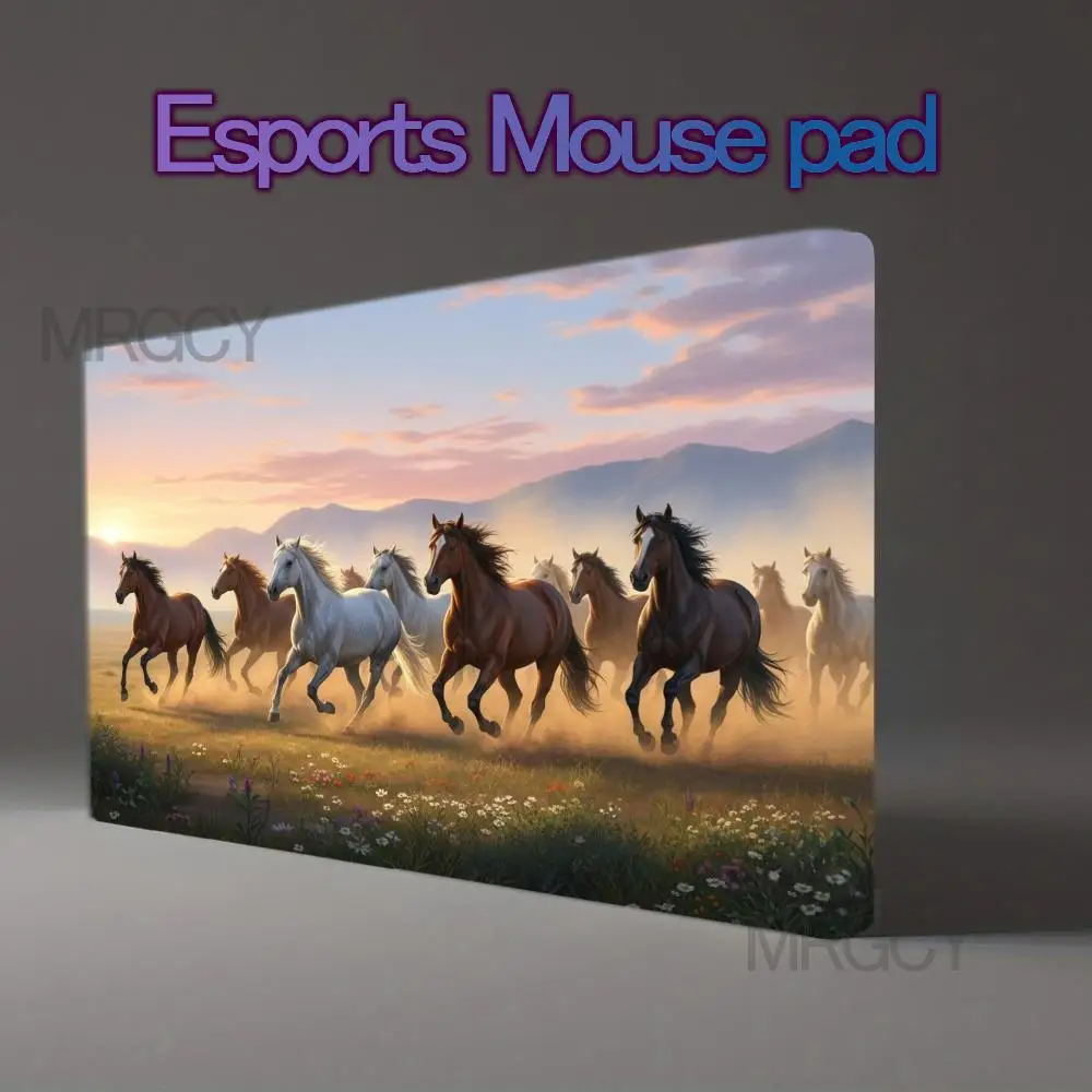 Large Animal mouse pad running  horses on the grassland Design rubber XXL desk mat office accessories desktop decoration 2026