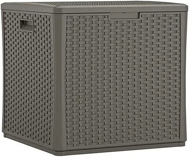 60 Gallon Outdoor Weather Resistant Hard Plastic Storage Cube Deck Box Bin with Handles and Lid for Patio,Garden, or Shed,Stoney