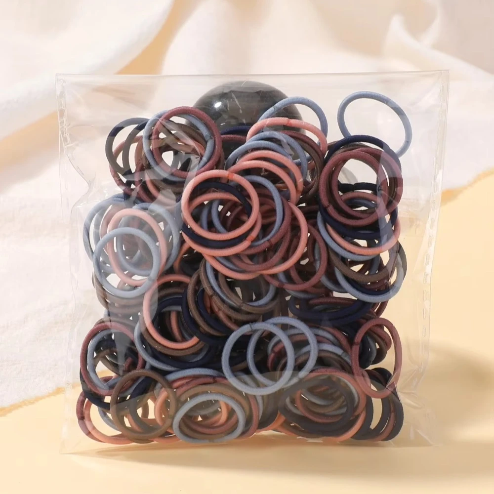 100 Pcs/Lot 2cm Hair Ties Gum Colorful Nylon Rubber Band Rope Doll Hair Accessories Black Elastic Hair Bands for Baby Girls Gift