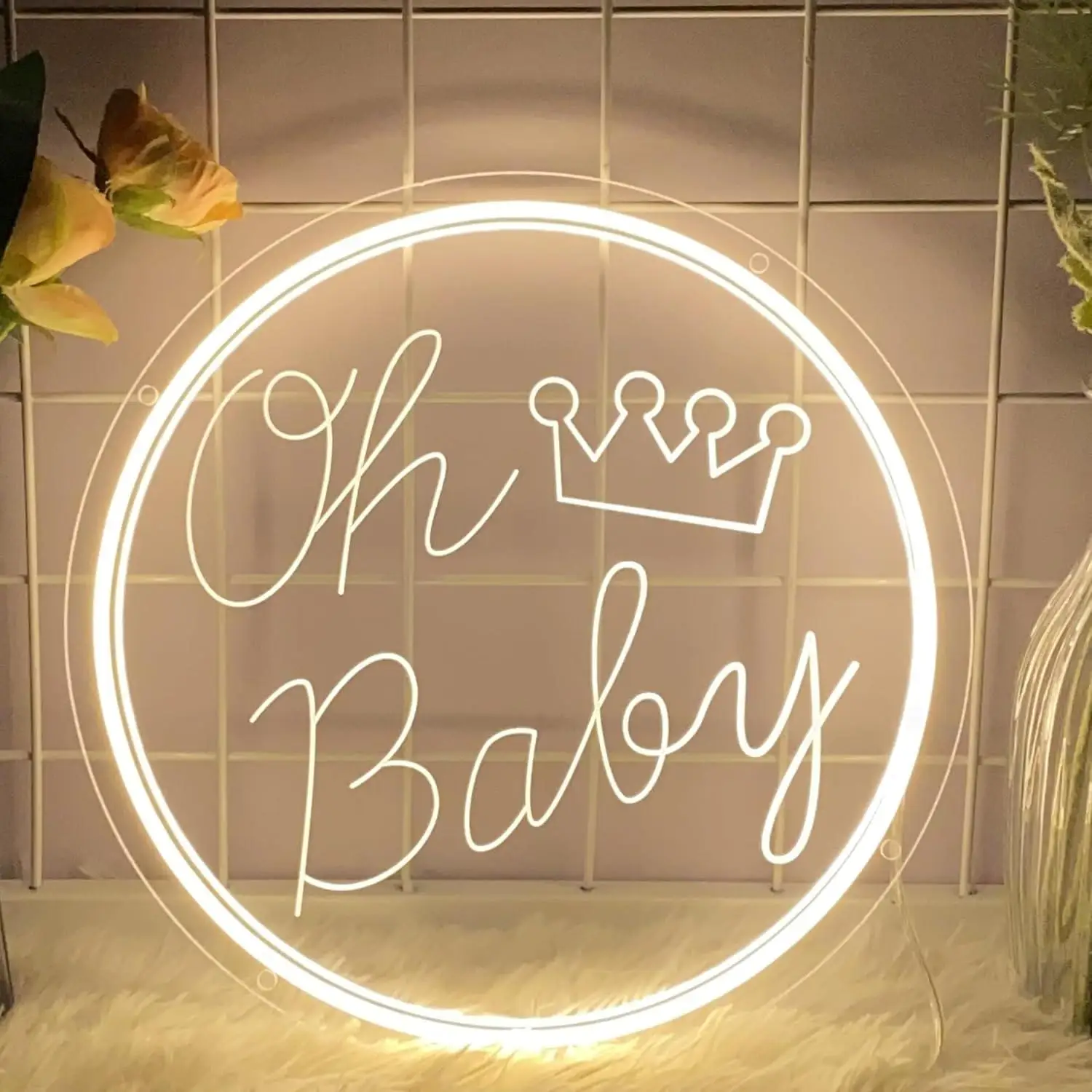 Oh Baby Neon Sign Led Neon Light For Baby Shower Party Nursery Bedroom Wedding Birthday Party Wall Art Decor Celebration Gift